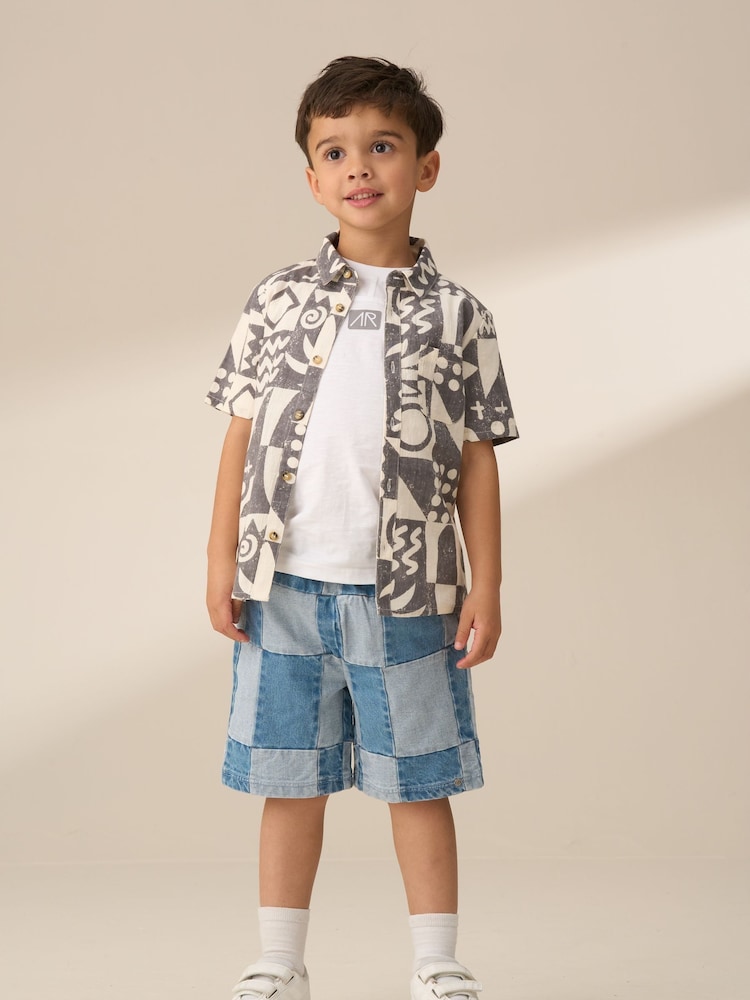Angel & Rocket Black Connor Distresed Printed Holiday 100% Cotton Shirt - Image 1 of 1
