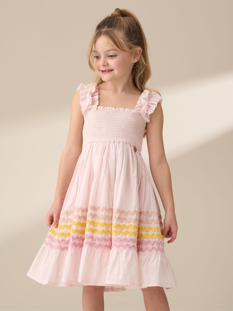 Angel & Rocket Pink Bella Ric Rac Midi 100% Cotton Dress - Image 1 of 9