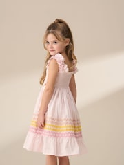 Angel & Rocket Pink Bella Ric Rac Midi 100% Cotton Dress - Image 2 of 9