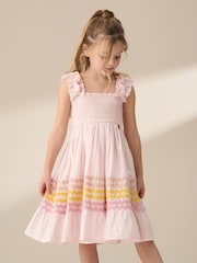 Angel & Rocket Pink Bella Ric Rac Midi 100% Cotton Dress - Image 4 of 9