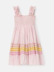 Angel & Rocket Pink Bella Ric Rac Midi 100% Cotton Dress - Image 8 of 9