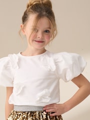 Angel & Rocket Bloom Flower Applique T-Shirt - Imagen 1 de 6