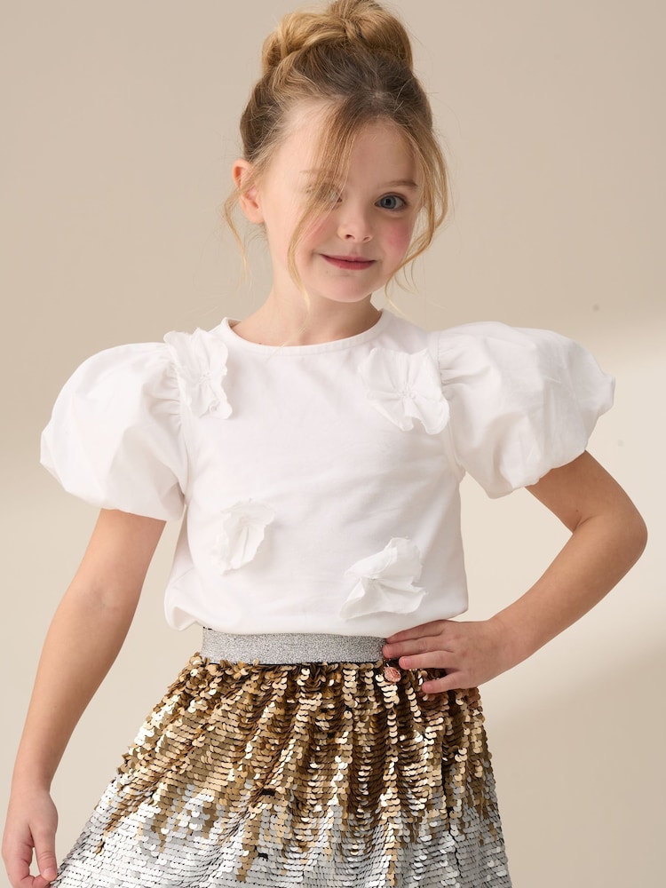 Angel & Rocket Bloom Flower Applique T-Shirt - Imagen 2 de 6