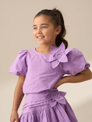 Angel & Rocket Purple Roxie Corsage Woven 100% Cotton Top - Image 1 of 6