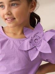 Angel & Rocket Purple Roxie Corsage Woven 100% Cotton Top - Image 2 of 6