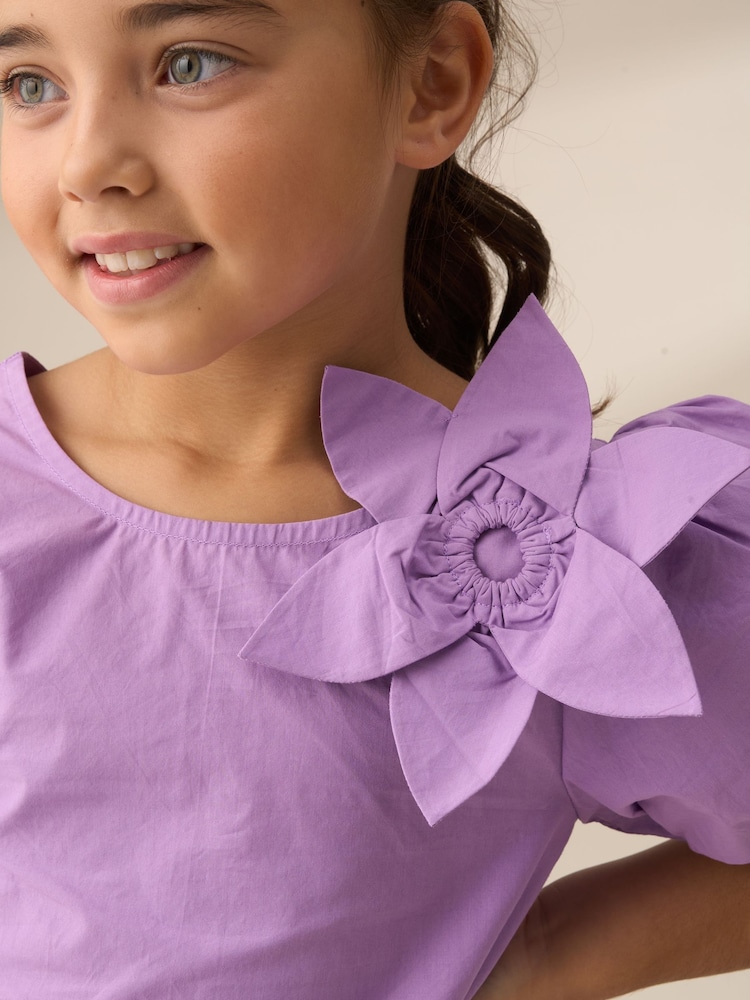Angel & Rocket Purple Roxie Corsage Woven 100% Cotton Top - Image 2 of 6