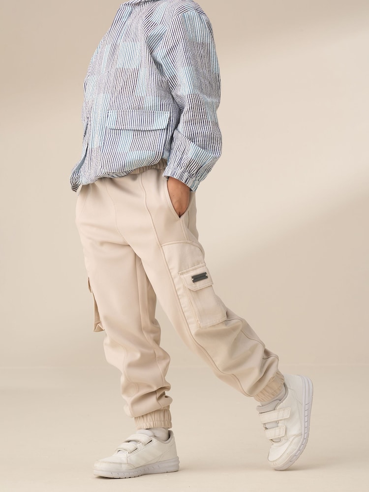 Angel & Rocket Cream Frank Panelled Mix Fabric Joggers - Image 1 of 5