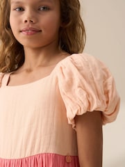 Angel & Rocket Pink Casey Multi Tiered Colourblock 100% Cotton Dress - Image 4 of 8