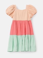 Angel & Rocket Pink Casey Multi Tiered Colourblock 100% Cotton Dress - Image 6 of 8