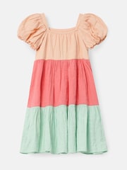 Angel & Rocket Pink Casey Multi Tiered Colourblock 100% Cotton Dress - Image 7 of 8