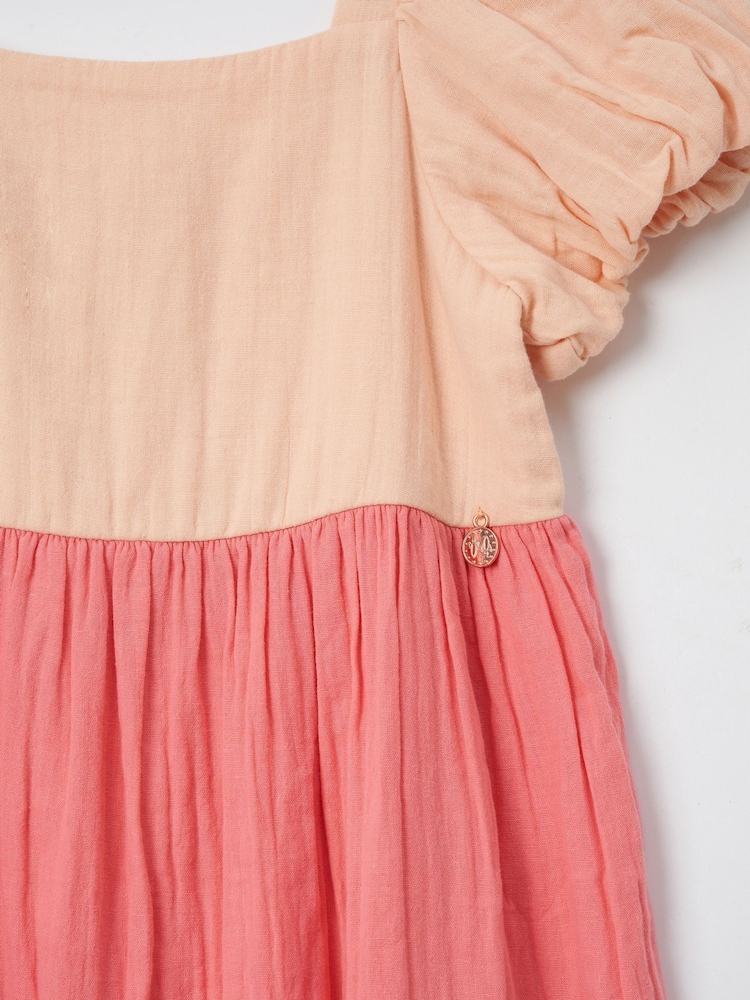 Angel & Rocket Pink Casey Multi Tiered Colourblock 100% Cotton Dress - Image 8 of 8