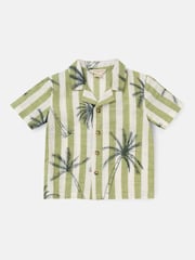 Angel & Rocket Green 100% Cotton Benny Palm Print Resort Shirt - Image 3 of 5