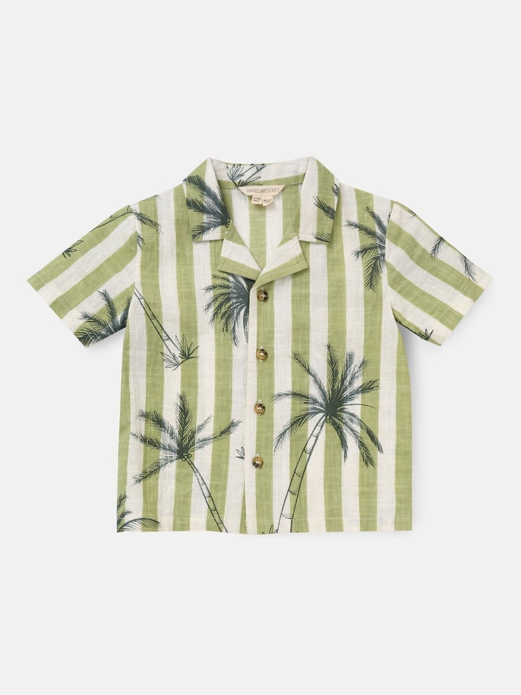 Angel & Rocket 100% Cotton Benny Palm Print Resort Shirt - Image 3 of 5
