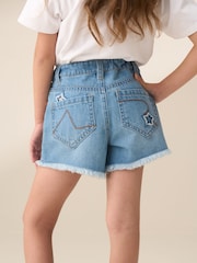 Angel & Rocket Blue Nina Star Applique 100% Cotton Denim Shorts - Image 3 of 7