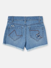 Angel & Rocket Blue Nina Star Applique 100% Cotton Denim Shorts - Image 6 of 7