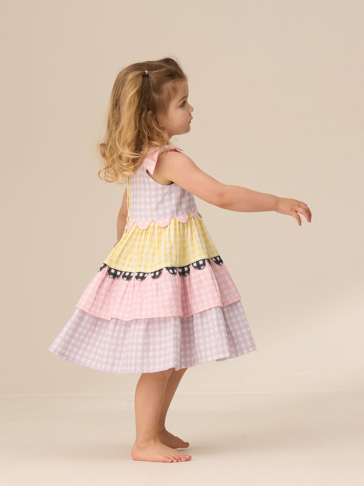 Angel & Rocket Pink 100% Cotton Bianka Multi Stripe Dress - Image 2 of 4