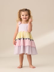 Angel & Rocket Pink 100% Cotton Bianka Multi Stripe Dress - Image 3 of 4