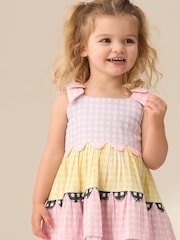 Angel & Rocket Pink 100% Cotton Bianka Multi Stripe Dress - Image 4 of 4