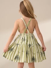 Angel & Rocket Green Colletta Palm Stripe 100% Cotton Sundress - Image 2 of 6