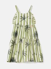Angel & Rocket Green Colletta Palm Stripe 100% Cotton Sundress - Image 4 of 6
