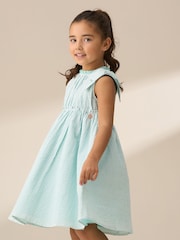 Angel & Rocket Green Giana Mint Seersucker Stripe 100% Cotton Dress - Image 1 of 7