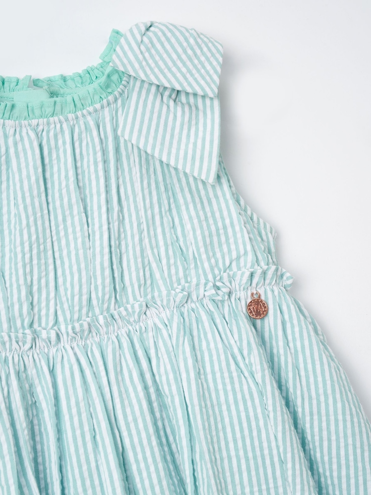 Angel & Rocket Green Giana Mint Seersucker Stripe 100% Cotton Dress - Image 7 of 7