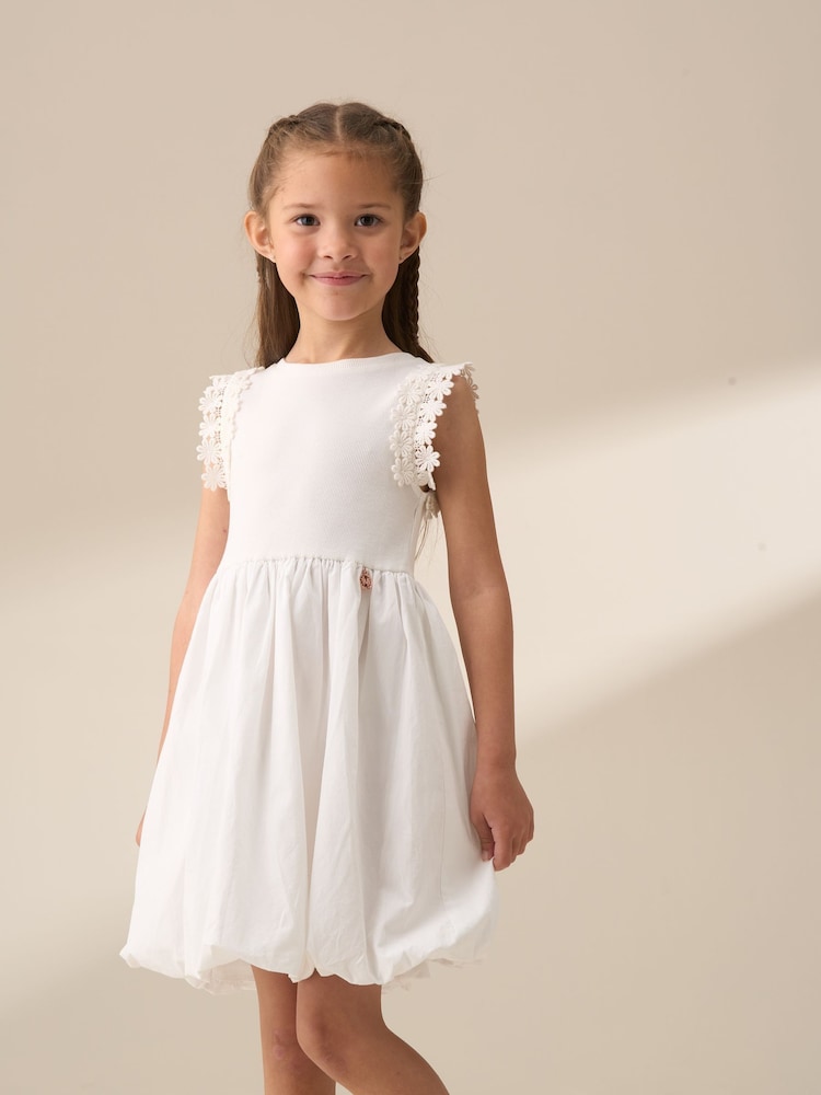 Angel & Rocket Jess White Bubble Hem Flower Dress - Image 1 of 6