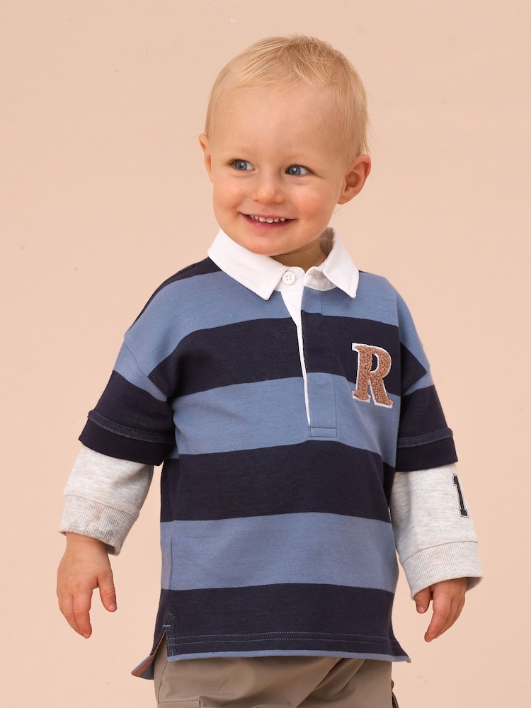 Angel & Rocket Blue Zane Stripe Rugby Top - Image 1 of 3