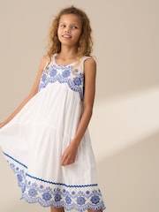 Angel & Rocket White Sophie 100% Cotton Embroidered Sundress - Image 1 of 7
