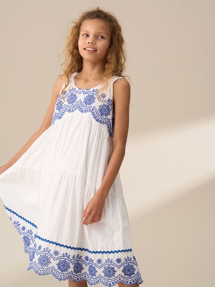 Angel & Rocket White Sophie 100% Cotton Embroidered Sundress - Image 1 of 7
