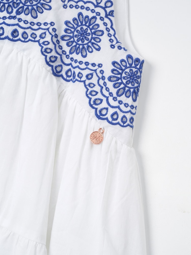 Angel & Rocket White Sophie 100% Cotton Embroidered Sundress - Image 7 of 7