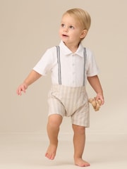 Angel & Rocket Grey Will Mr Smart 100% Cotton Jersey Romper - Image 1 of 7