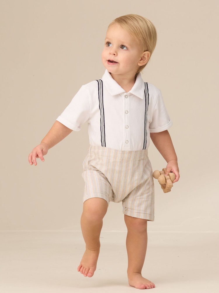 Angel & Rocket Grey Will Mr Smart 100% Cotton Jersey Romper - Image 1 of 7