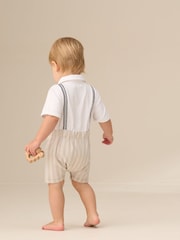 Angel & Rocket Grey Will Mr Smart 100% Cotton Jersey Romper - Image 2 of 7