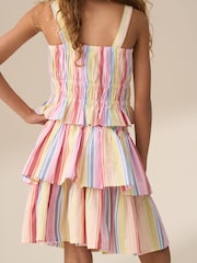 Angel & Rocket Faye Multi Stripe Tiered 100% Cotton Skirt - Image 5 of 6