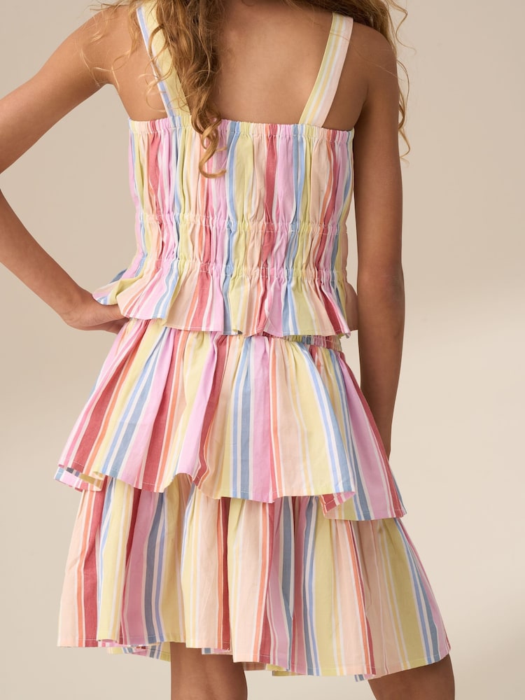 Angel & Rocket Faye Multi Stripe Tiered 100% Cotton Skirt - Image 5 of 6