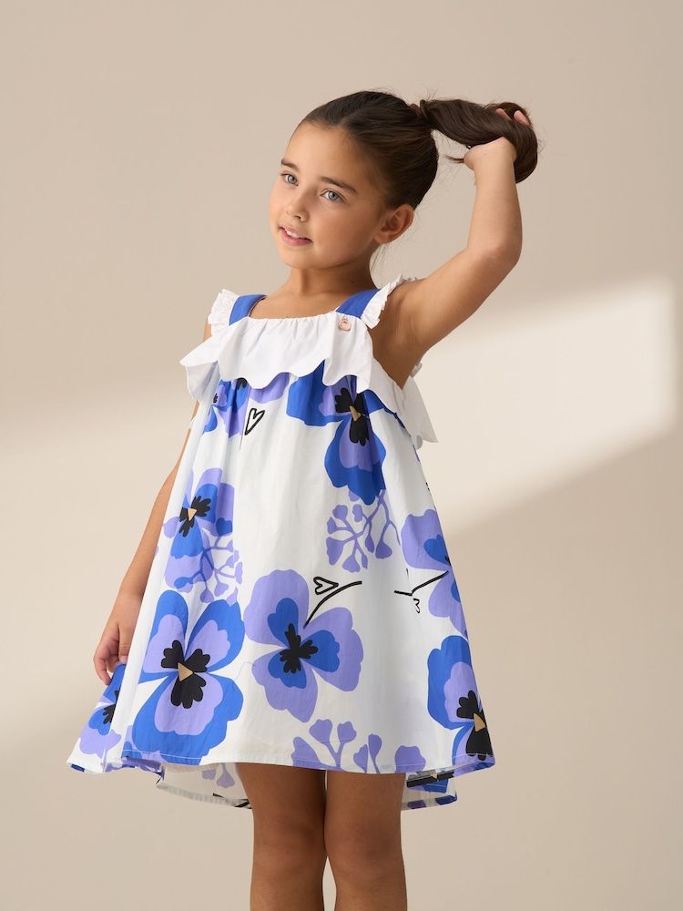 Angel & Rocket Blue Arielle Broderie Panel 100% Cotton Dress - Image 2 of 5 Angel & Rocket Blue Arielle Broderie Panel 100% Cotton Dress - Image 2 of 5