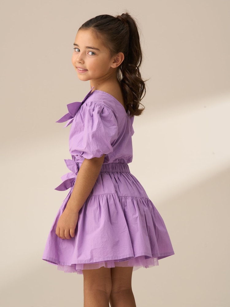 Angel & Rocket Purple Roxie Corsage Woven 100% Cotton Skirt - Image 2 of 7 Angel & Rocket Purple Roxie Corsage Woven 100% Cotton Skirt - Image 2 of 7