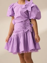 Angel & Rocket Purple Roxie Corsage Woven 100% Cotton Skirt - Image 3 of 7