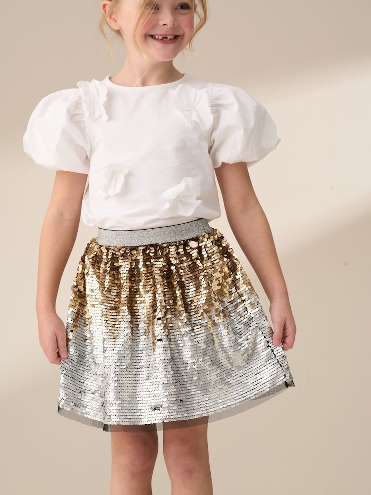 Angel & Rocket Gold Enya Sequin Skirt - Image 2 of 6 Angel & Rocket Gold Enya Sequin Skirt - Image 2 of 6