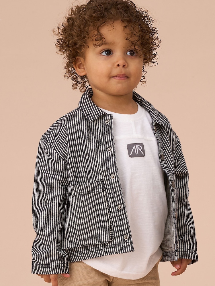 Angel & Rocket Blue 100% Cotton Byron Casual Stripe Overshirt - Image 1 of 4