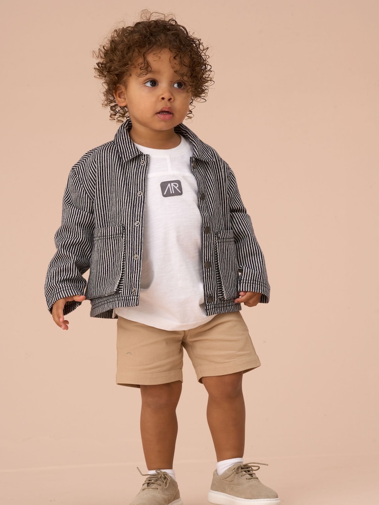 Angel & Rocket Blue 100% Cotton Byron Casual Stripe Overshirt - Image 2 of 4
