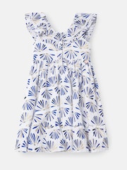 Angel & Rocket Blue Lina Frill Neck Print 100% Cotton Dress - Image 5 of 7