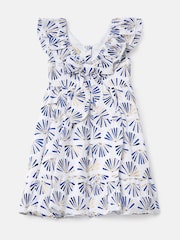 Angel & Rocket Blue Lina Frill Neck Print 100% Cotton Dress - Image 6 of 7