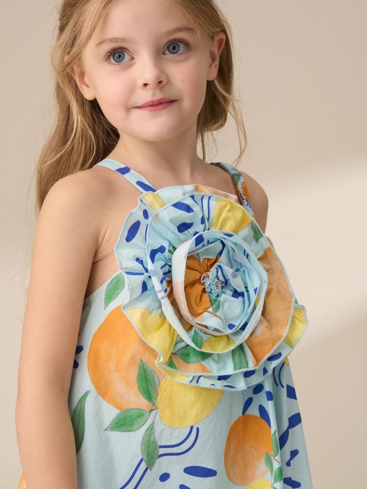 Angel & Rocket Light Blue Marnie Denim Corsage Swing Dress - Image 4 of 4