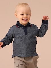 Angel & Rocket Blue Burty Textured 100% Cotton Polo Shirt - Image 1 of 6