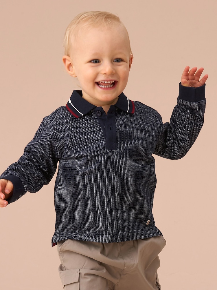 Angel & Rocket Blue Burty Textured 100% Cotton Polo Shirt - Image 1 of 6