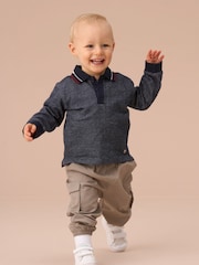 Angel & Rocket Blue Burty Textured 100% Cotton Polo Shirt - Image 3 of 6