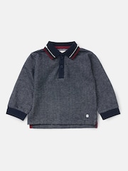Angel & Rocket Blue Burty Textured 100% Cotton Polo Shirt - Image 4 of 6
