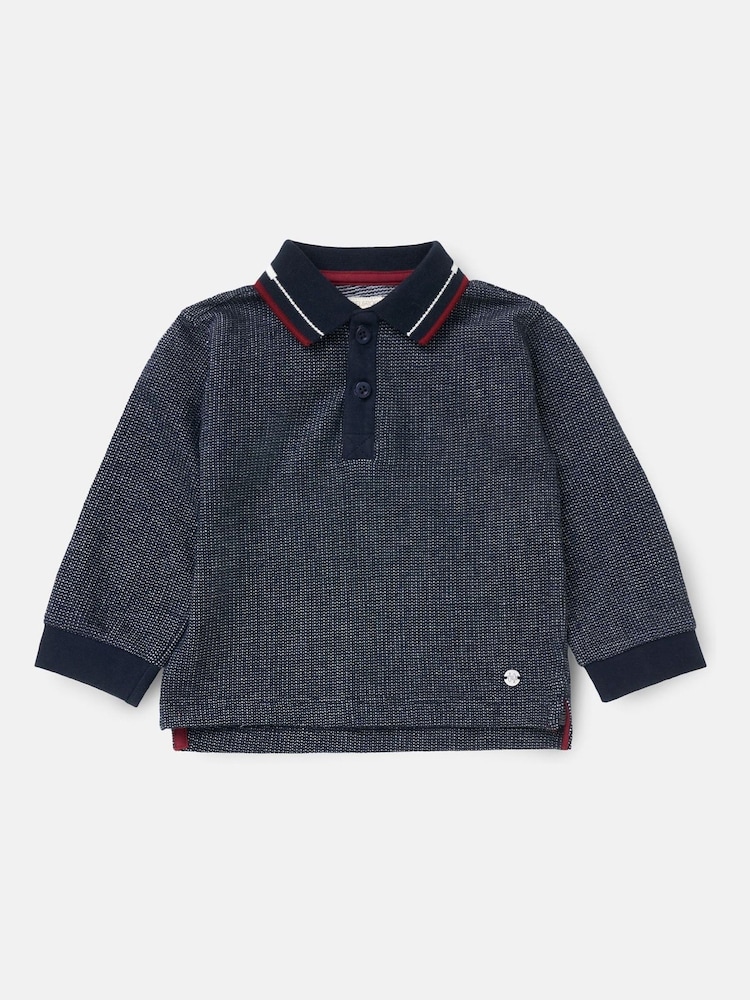 Angel & Rocket Blue Burty Textured 100% Cotton Polo Shirt - Image 4 of 6